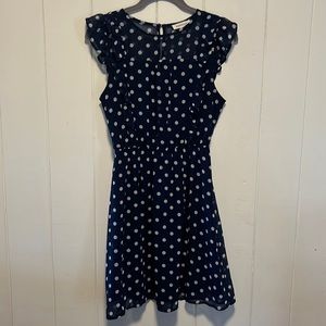 Navy dress with polka dots